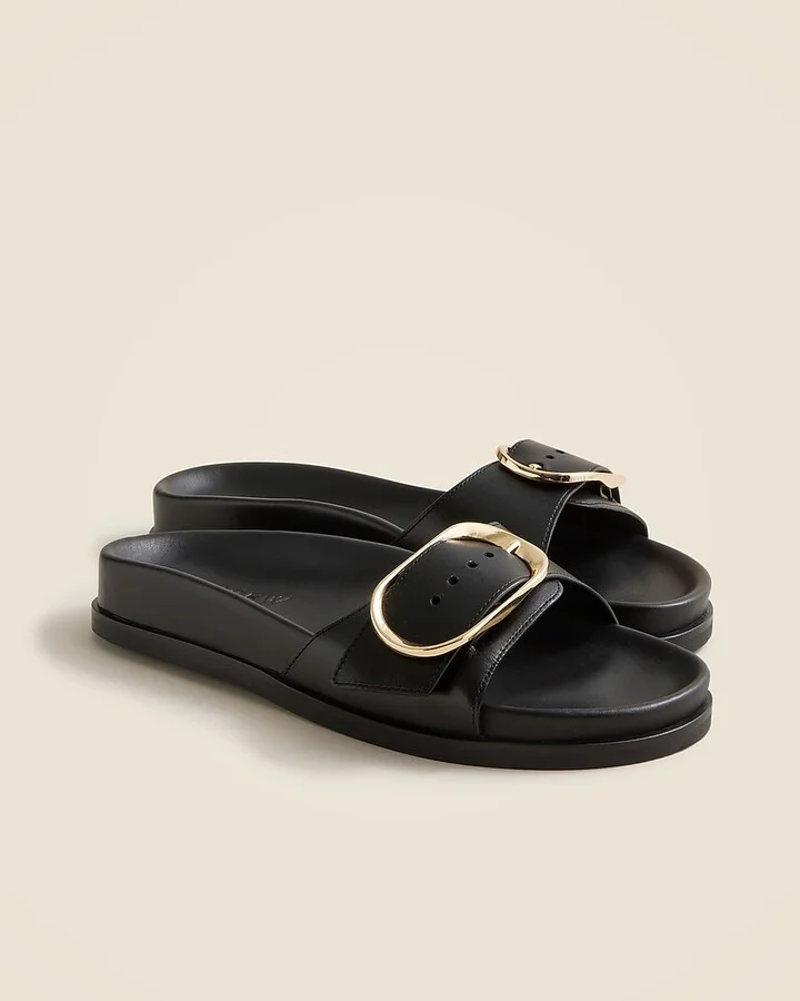 Colbie oversized buckle sandals in leather