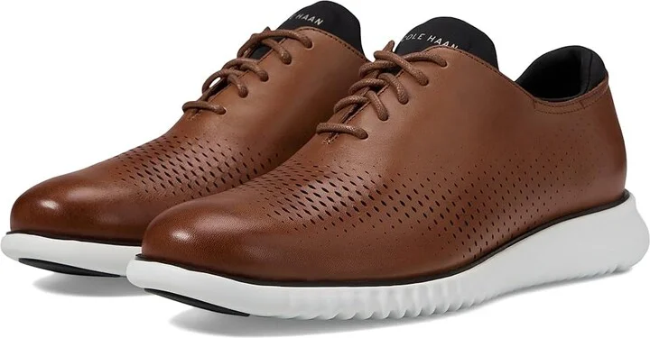 Cole Haan 2.Zerogrand Laser Wing Tip Oxford Lined Men's Lace up casual Shoes British Tan/Black/Ivory : 10 D - Medium, Leather