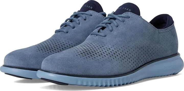 Cole Haan 2.Zerogrand Laser Wing Tip Oxford Lined Men's Lace up casual Shoes China Blue Suede/Navy Blazer/Faded Denim : 7.5 W - Wide