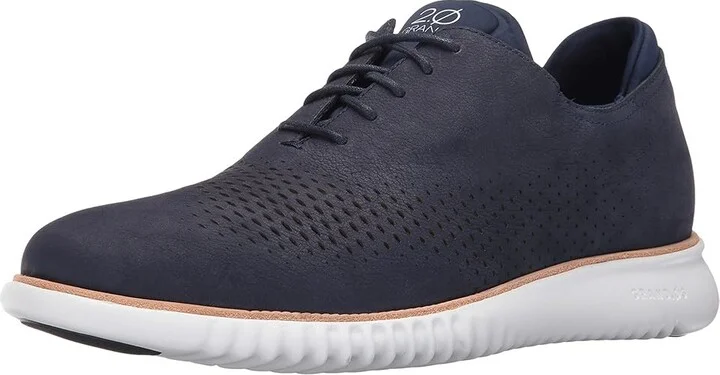 Cole Haan 2.Zerogrand Laser Wing Tip Oxford Lined Men's Lace up casual Shoes Marine Blue Nubuck/Optic White : 10 D - Medium, Leather/Nubuck - Image 2
