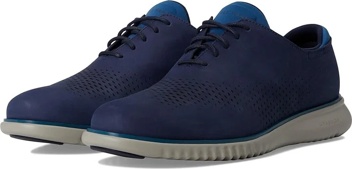 Cole Haan 2.Zerogrand Laser Wing Tip Oxford Lined Men's Lace up casual Shoes Midnight Moon Nubuck/Dark Blue/Paloma : 13 W - Wide