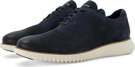 Cole Haan 2.Zerogrand Laser Wing Tip Oxford Lined Men's Lace up casual Shoes Navy Blazer Nubuck/Ivory : 10.5 W - Wide, Leather