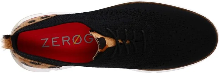 Cole Haan 4.Zerogrand Stitchlite Oxford Women's Shoes Black Knit/Jaguar Haircalf Print : 6 B - Medium, Hair Calf/Synthetic/Textile - Image 2