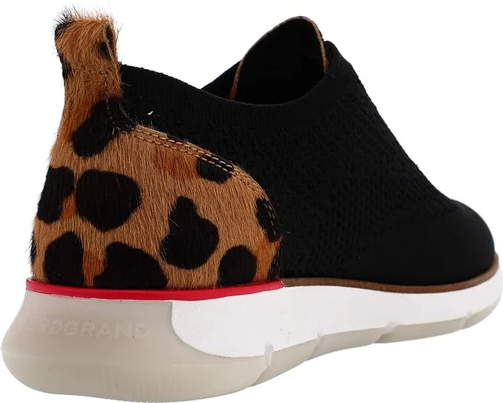 Cole Haan 4.Zerogrand Stitchlite Oxford Women's Shoes Black Knit/Jaguar Haircalf Print : 6 B - Medium, Hair Calf/Synthetic/Textile - Image 4
