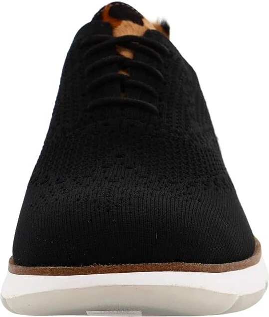 Cole Haan 4.Zerogrand Stitchlite Oxford Women's Shoes Black Knit/Jaguar Haircalf Print : 6 B - Medium, Hair Calf/Synthetic/Textile - Image 5