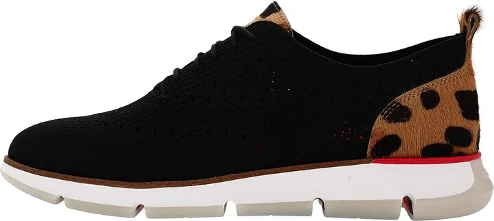Cole Haan 4.Zerogrand Stitchlite Oxford Women's Shoes Black Knit/Jaguar Haircalf Print : 6 B - Medium, Hair Calf/Synthetic/Textile - Image 6