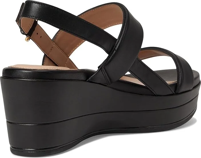 Cole Haan Aislin Wedge Sandal Women's Sandals Black Leather : 8 B - Medium - Image 4