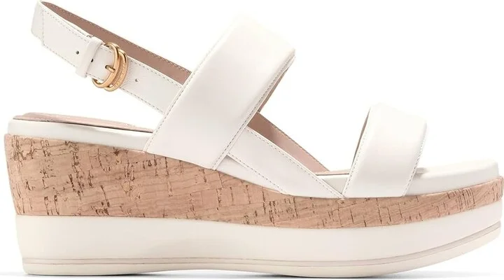 Cole Haan Aislin Wedge Sandal Women's Sandals Ivory Leather/Cork : 9.5 B - Medium - Image 7