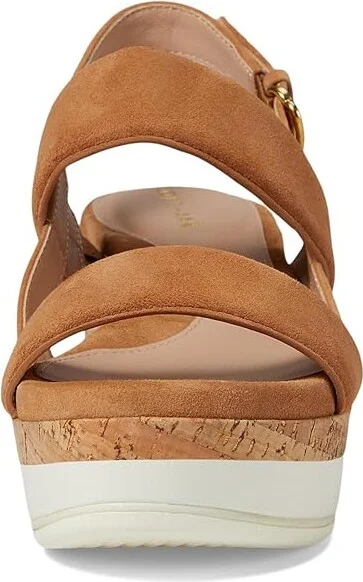 Cole Haan Aislin Wedge Sandal Women's Sandals Pecan Suede/Cork : 8.5 B - Medium, Leather - Image 2
