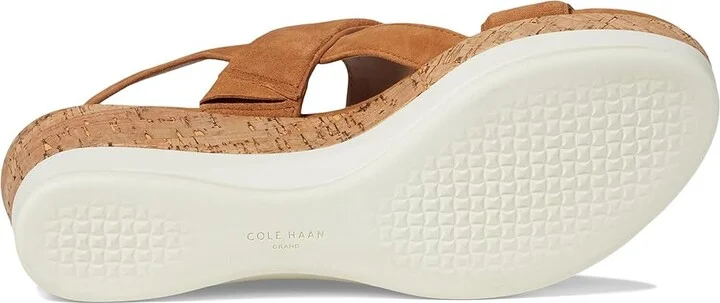 Cole Haan Aislin Wedge Sandal Women's Sandals Pecan Suede/Cork : 8.5 B - Medium, Leather - Image 3