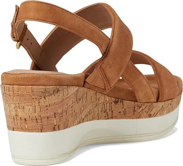 Cole Haan Aislin Wedge Sandal Women's Sandals Pecan Suede/Cork : 8.5 B - Medium, Leather - Image 4