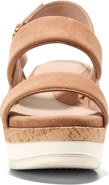 Cole Haan Aislin Wedge Sandal Women's Sandals Pecan Suede/Cork : 8.5 B - Medium, Leather - Image 5