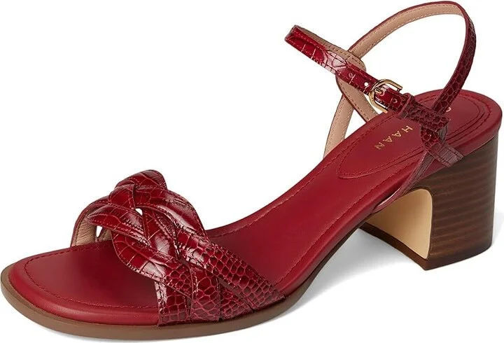 Cole Haan Ambrose Braid Sandal Women's Sandals Rio Red Croc Print Leather : 6 B - Medium, Leather/Rubber - Image 5