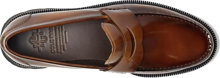 Cole Haan American Classics Penny Loafer Men's Shoes Dark Chocolate/Light Amber Brushoff/Black : 11 W - Wide, Leather - Image 2