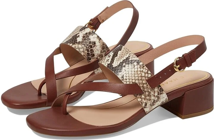 Cole Haan Anica Lux Block Heel Sandals Women's Sandals Sandollar Print Soho Snake/Brown Leather : 7 B - Medium