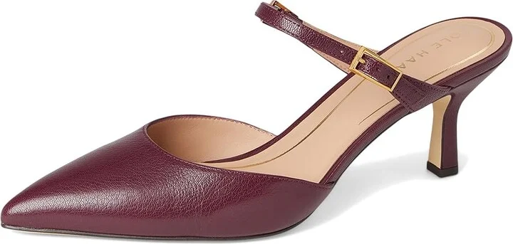 Cole Haan Annalise Buckle Mules High Women's Heels Black Garnet Leather : 10 B - Medium - Image 5