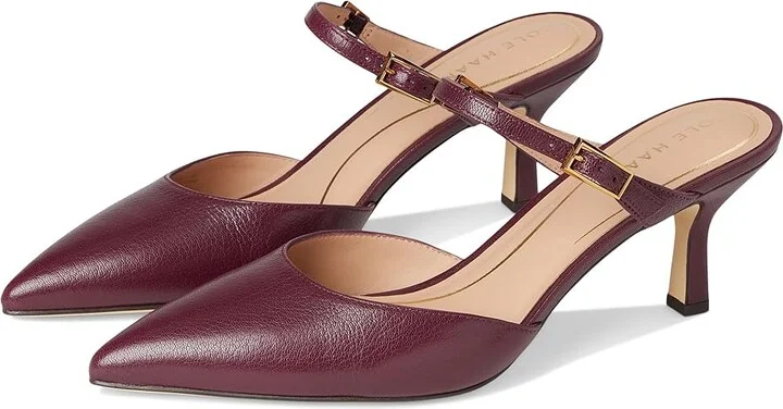 Cole Haan Annalise Buckle Mules High Women's Heels Black Garnet Leather : 10 B - Medium