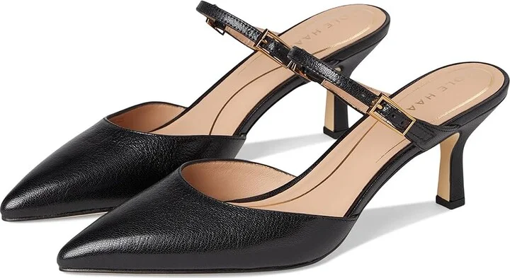 Cole Haan Annalise Buckle Mules High Women's Heels Black Leather : 6 B - Medium