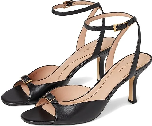 Cole Haan Annalise Buckle Sandals Women's Sandals Black Leather : 6.5 B - Medium