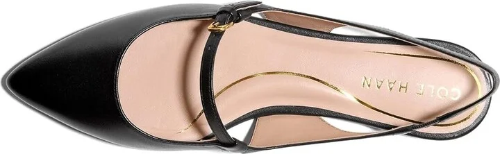 Cole Haan Anya Slingback Flat Women's Sandals Black Leather : 9.5 B - Medium, Leather/Rubber - Image 2
