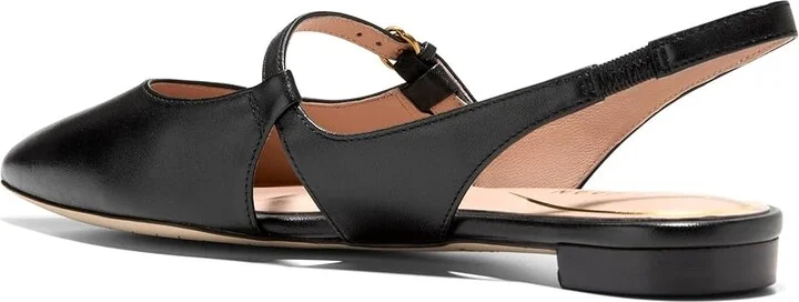 Cole Haan Anya Slingback Flat Women's Sandals Black Leather : 9.5 B - Medium, Leather/Rubber - Image 4