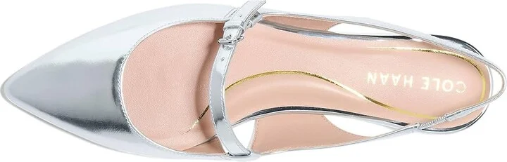 Cole Haan Anya Slingback Flat Women's Sandals Silver Specchio : 6.5 B - Medium, Leather/Rubber - Image 2