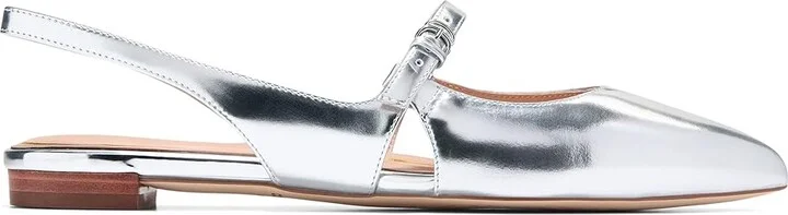 Cole Haan Anya Slingback Flat Women's Sandals Silver Specchio : 6.5 B - Medium, Leather/Rubber - Image 6