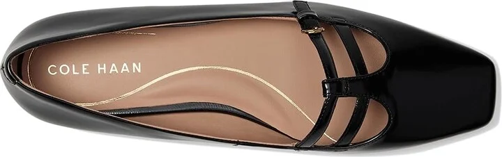 Cole Haan Brigid T-Strap Ballet Flat Women's Flat Shoes Black Leather : 8 B - Medium, Leather/Rubber - Image 2