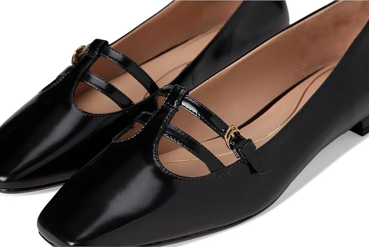 Cole Haan Brigid T-Strap Ballet Flat Women's Flat Shoes Black Leather : 8 B - Medium, Leather/Rubber - Image 7