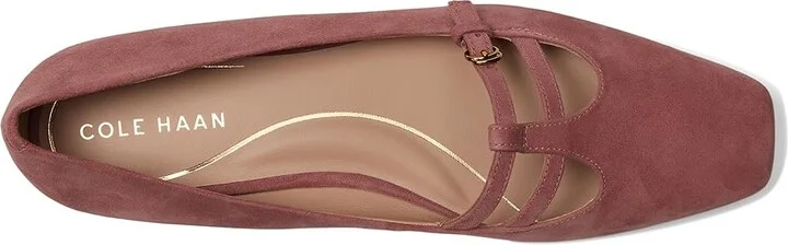 Cole Haan Brigid T-Strap Ballet Flat Women's Flat Shoes Rouge Suede : 10.5 B - Medium, Leather/Rubber - Image 2