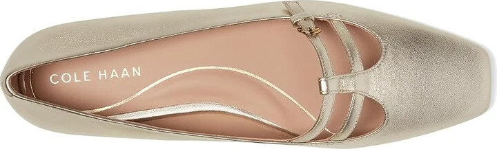 Cole Haan Brigid T-Strap Ballet Flat Women's Flat Shoes Soft Gold Leather : 8 B - Medium, Leather/Rubber - Image 2