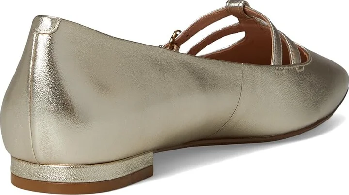 Cole Haan Brigid T-Strap Ballet Flat Women's Flat Shoes Soft Gold Leather : 8 B - Medium, Leather/Rubber - Image 4