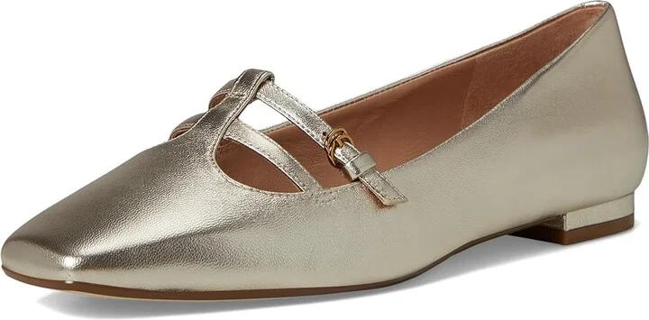 Cole Haan Brigid T-Strap Ballet Flat Women's Flat Shoes Soft Gold Leather : 8 B - Medium, Leather/Rubber - Image 5