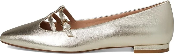 Cole Haan Brigid T-Strap Ballet Flat Women's Flat Shoes Soft Gold Leather : 8 B - Medium, Leather/Rubber - Image 6