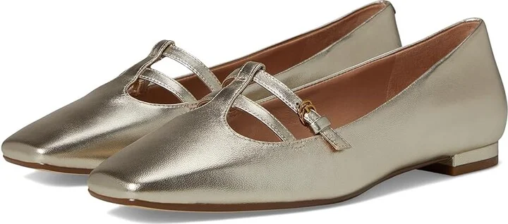 Cole Haan Brigid T-Strap Ballet Flat Women's Flat Shoes Soft Gold Leather : 8 B - Medium, Leather/Rubber