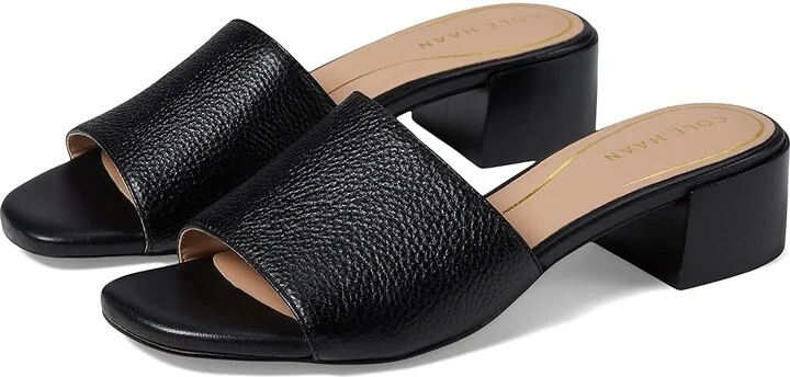 Cole Haan Calli Single Band Sandal Women's Sandals Black Leather : 7.5 B - Medium, Leather/Suede