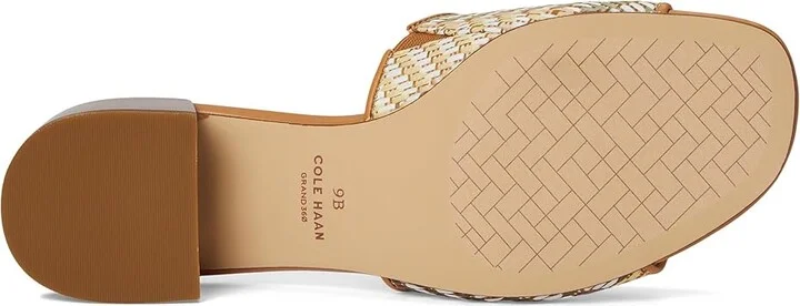 Cole Haan Calli Single Band Sandal Women's Sandals Striped Raffia/Biscuit Leather : 5.5 B - Medium, Leather/Suede - Image 3