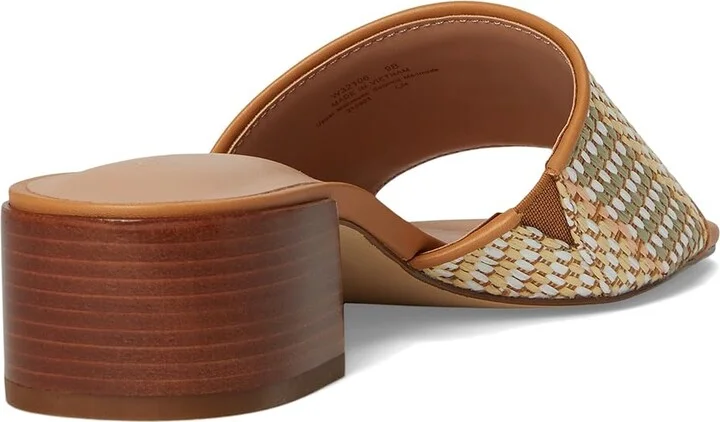 Cole Haan Calli Single Band Sandal Women's Sandals Striped Raffia/Biscuit Leather : 5.5 B - Medium, Leather/Suede - Image 4
