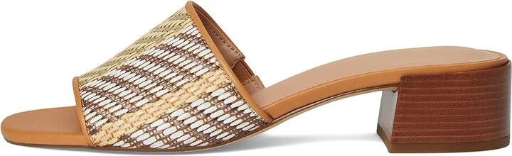 Cole Haan Calli Single Band Sandal Women's Sandals Striped Raffia/Biscuit Leather : 5.5 B - Medium, Leather/Suede - Image 6