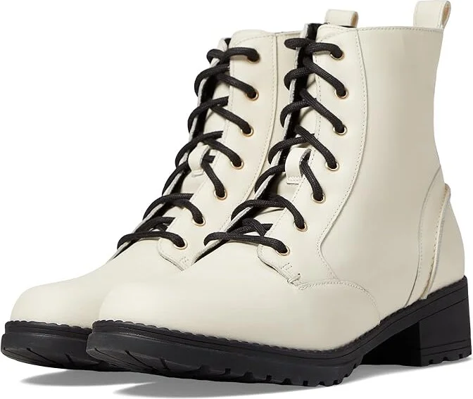 Cole Haan Camea Waterproof Combat Boot Women's Shoes Waterproof Ivory Leather : 7.5 B - Medium, Synthetic