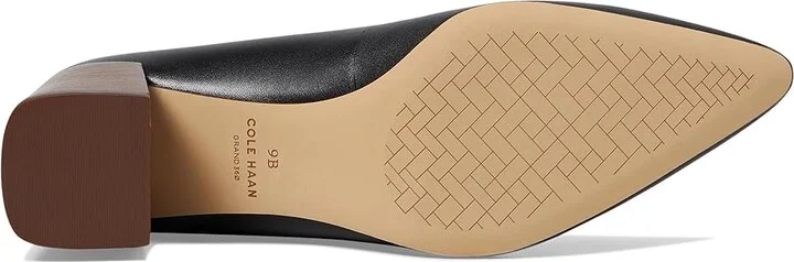 Cole Haan Cassandra Block Heel Pump High Women's Heels Black Leather/Brown : 8.5 B - Medium - Image 3