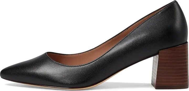 Cole Haan Cassandra Block Heel Pump High Women's Heels Black Leather/Brown : 8.5 B - Medium - Image 5
