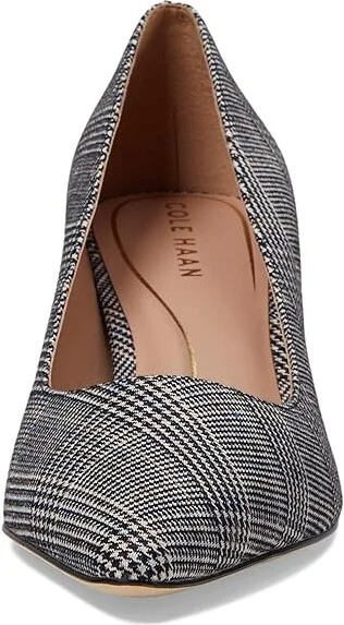 Cole Haan Cassandra Block Heel Pump High Women's Heels Plaid Textle : 5.5 B - Medium, Leather - Image 2