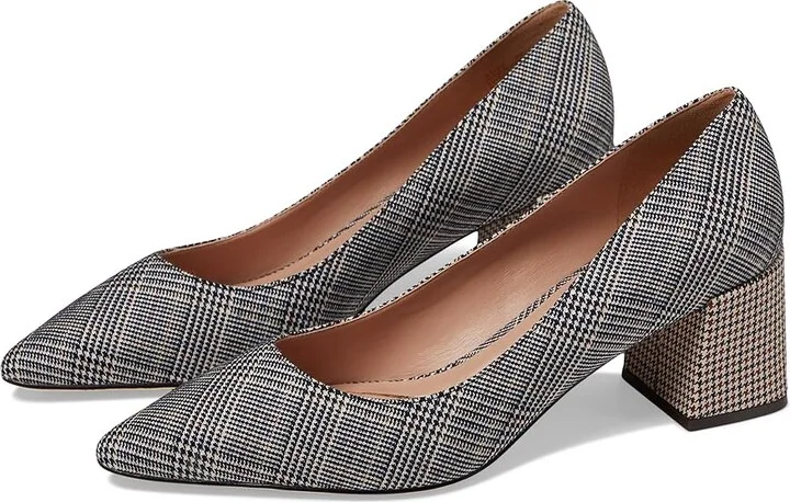 Cole Haan Cassandra Block Heel Pump High Women's Heels Plaid Textle : 5.5 B - Medium, Leather