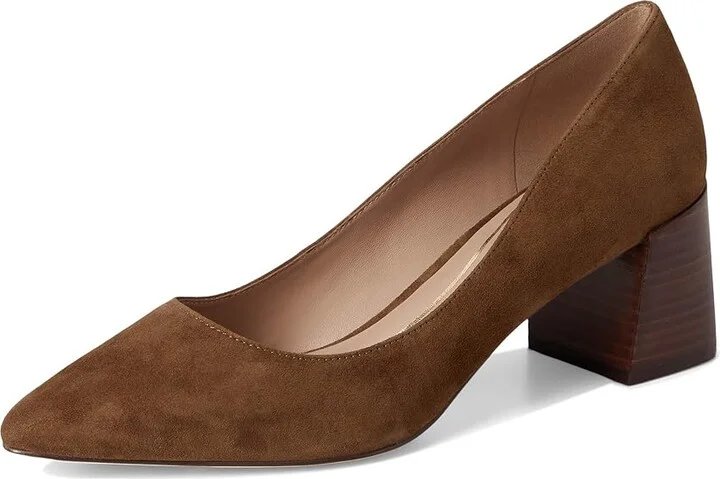 Cole Haan Cassandra Block Heel Pumps High Women's Heels Spiced Brown Suede : 10 B - Medium, Leather - Image 5