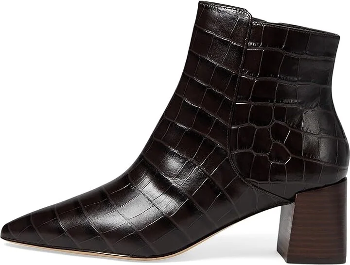Cole Haan Catlyn Block Heel Bootie Women's Boots Dark Chocolate Croc Print Leather : 11 B - Medium - Image 6