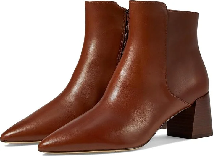 Cole Haan Catlyn Block Heel Bootie Women's Boots Dark Cuoio Leather : 8.5 B - Medium