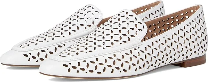 Cole Haan Chantal Loafers Women's Flat Shoes White Perforated Leather : 9 B - Medium