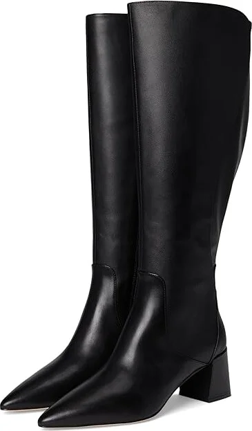 Cole Haan Clarice Tall Boot Extended Calf Women's Boots Black Leather : 8.5 B - Medium, Leather/Rubber