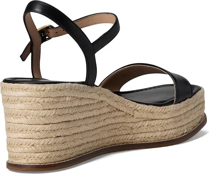 Cole Haan Cloudfeel Keeton Espadrille Flatforms Women's Sandals Black Leather : 9.5 B - Medium, Leather/Rubber - Image 4